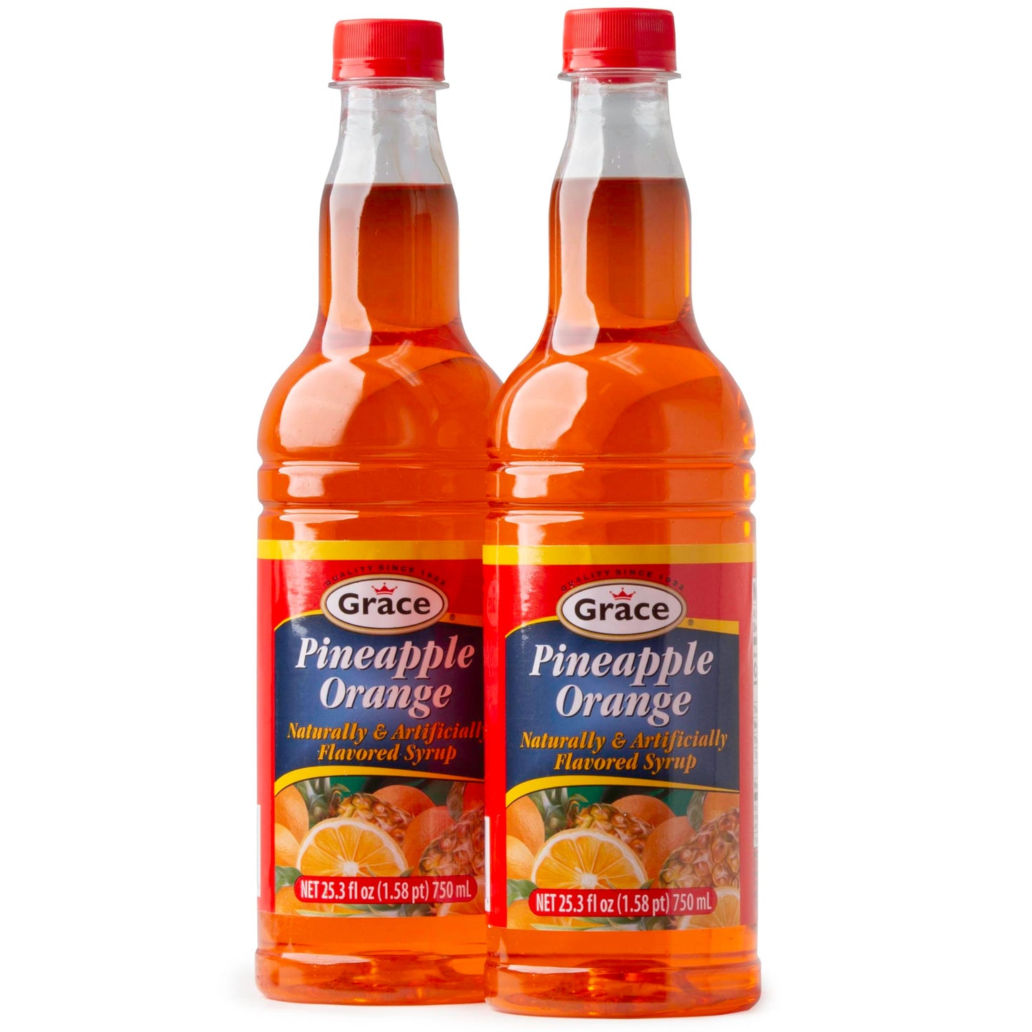 Grace Pineapple Orange Flavored Syrup (2 Pack, Total of 50.6fl.oz)