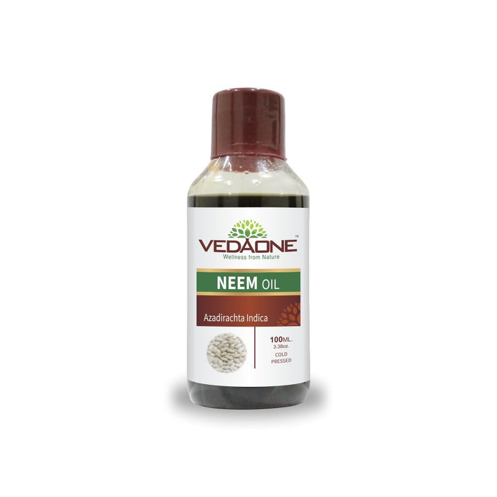 Vedaone Neem Oil - Wild Crafted Pure Cold Pressed Unrefined Cosmetic Grade 3.4 oz for Skincare & Hair Care or Carrier Oil by Vedaone