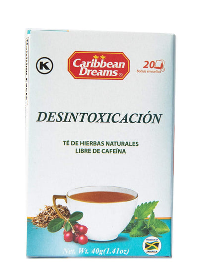 Caribbean Dreams Detox Tea, 20 Tea Bags, Herbal Cleansing Tea, All Natural, Caffeine Free (Pack of 3-60 tea bags) - Desintoxicacion Te De Hierbas Naturales