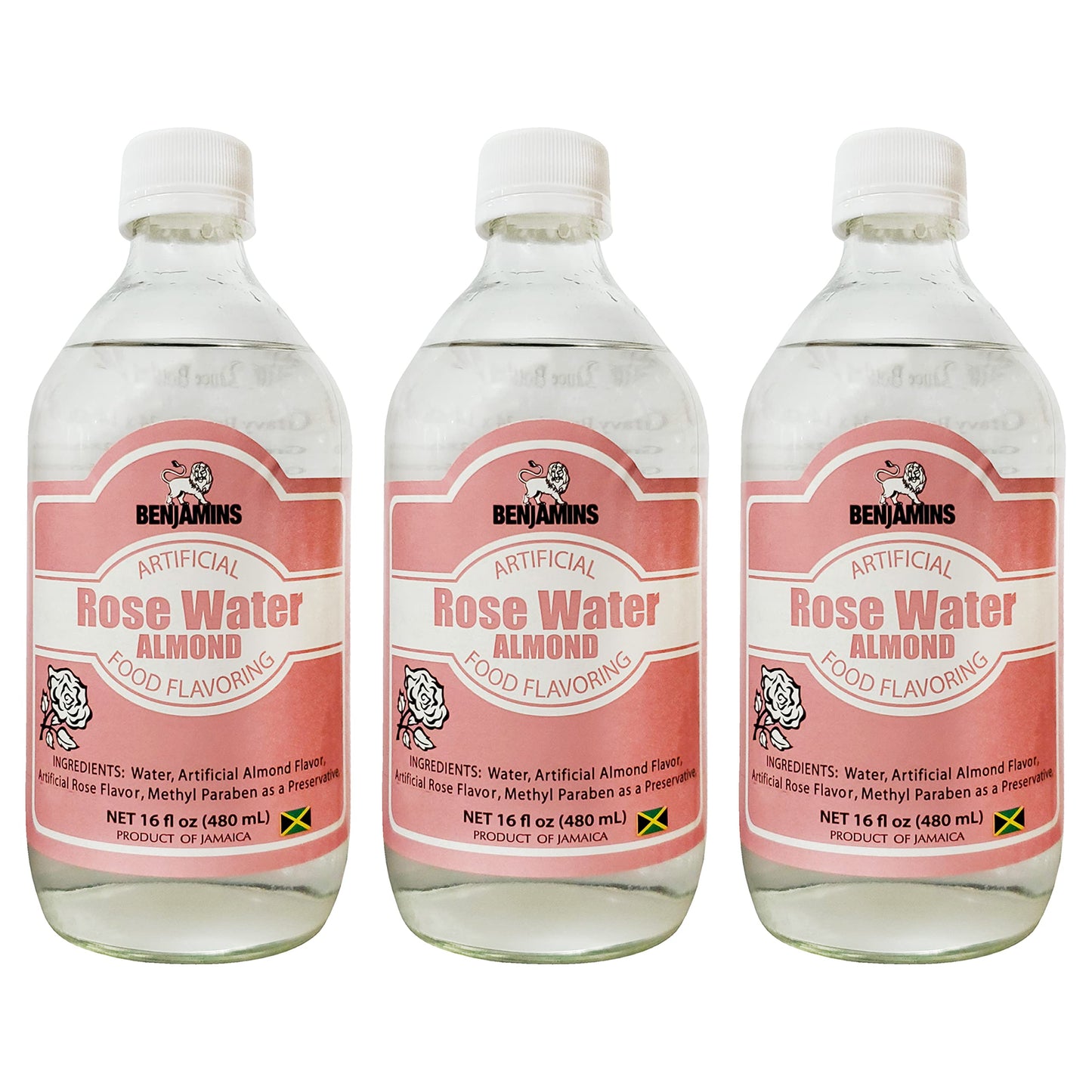 Benjamins Rose Water Almond Food Flavoring (3 Pack, Total of 48fl.oz)