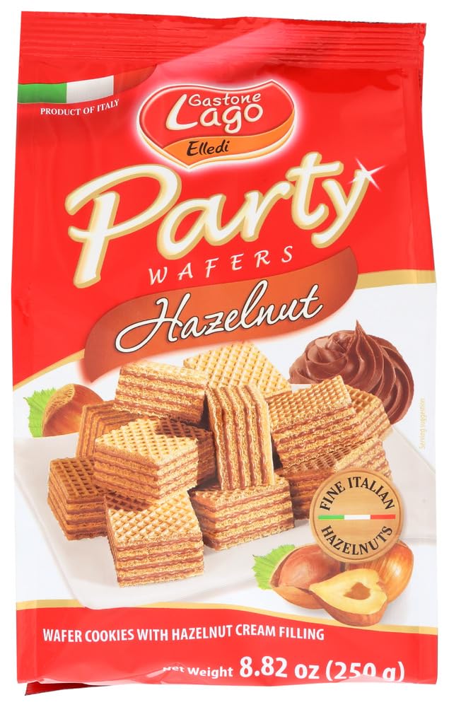 Gastone Lago Party Wafers Hazelnut Cream Filling 8.82 oz, 250g (Pack of 2) (Hazelnut, 2-Pack)