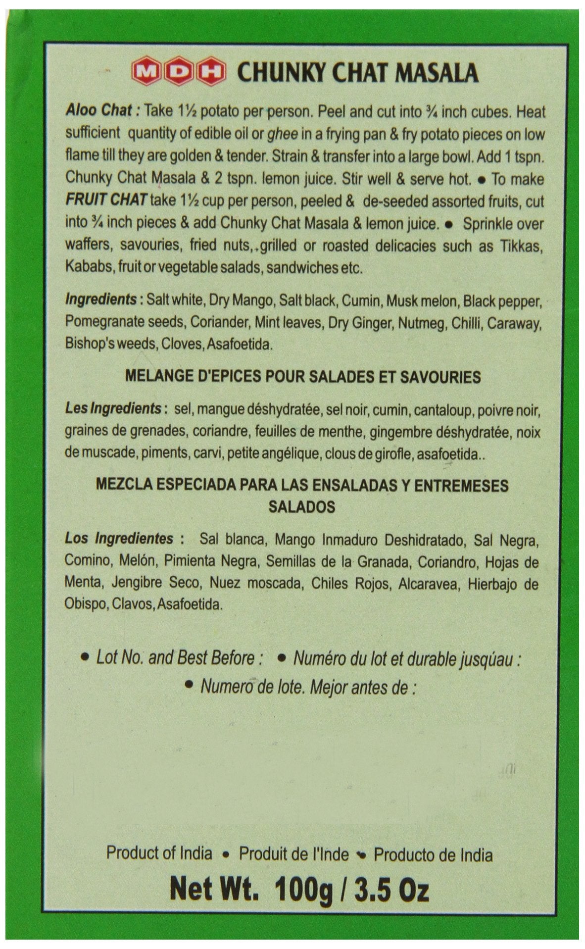 MDH Chunky Chat Masala 100 gms - Indian Spices