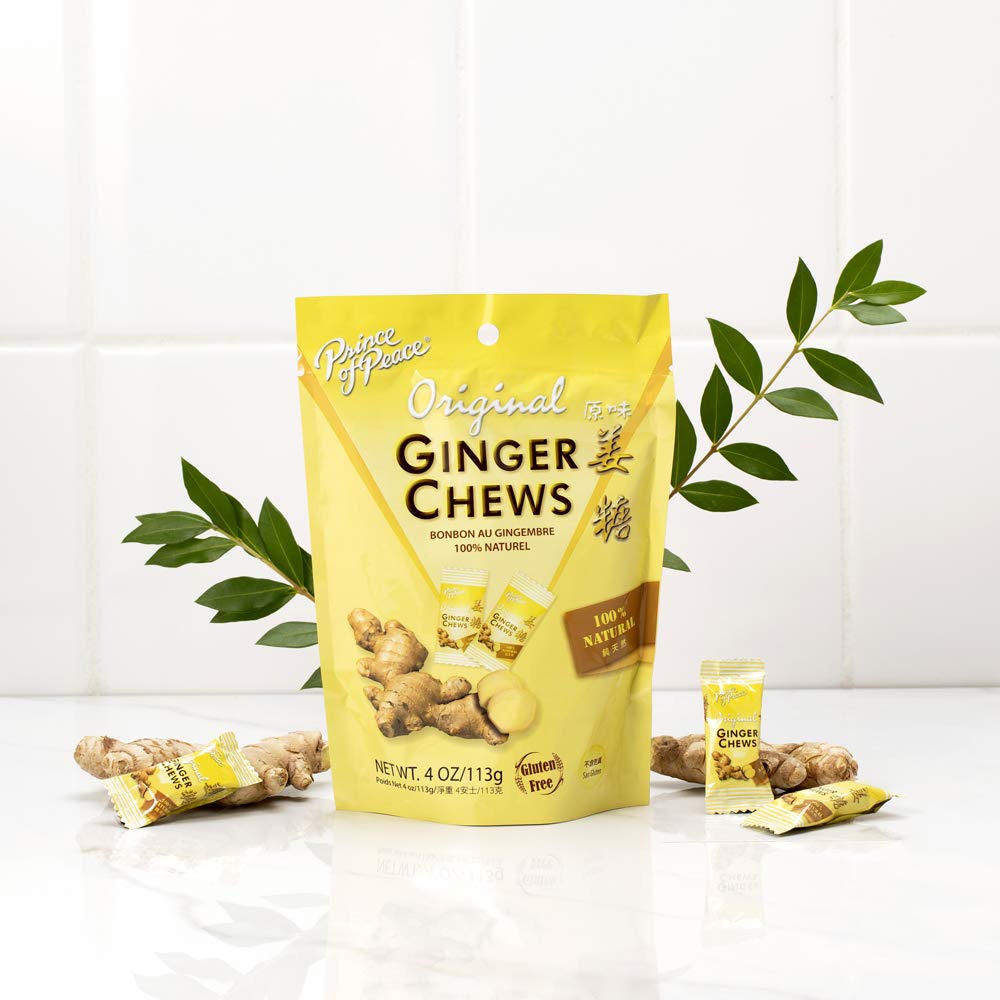 Prince of Peace Original Ginger Chews, 4 oz. Candied Ginger Natural Candy Pack 2 Pack