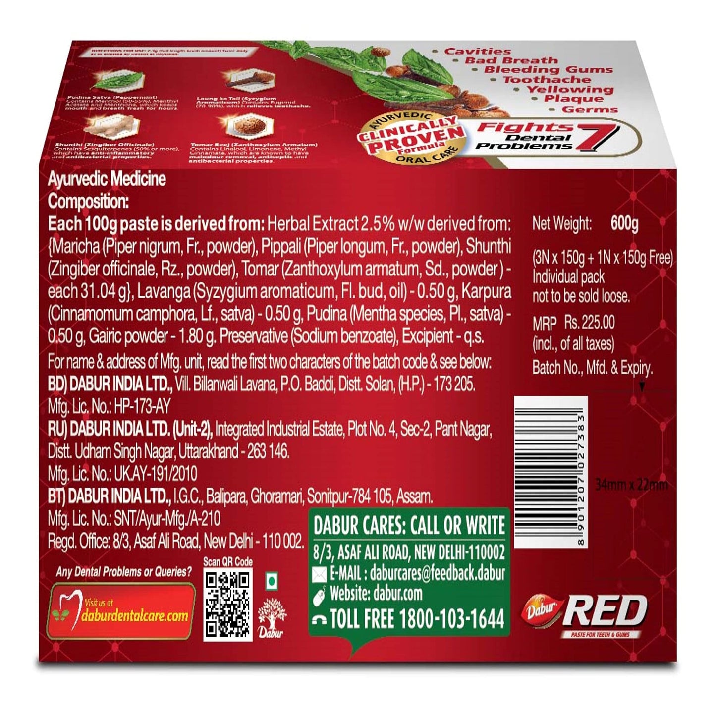 Dabur Red Paste Ayurvedic Toothpaste 600 gm