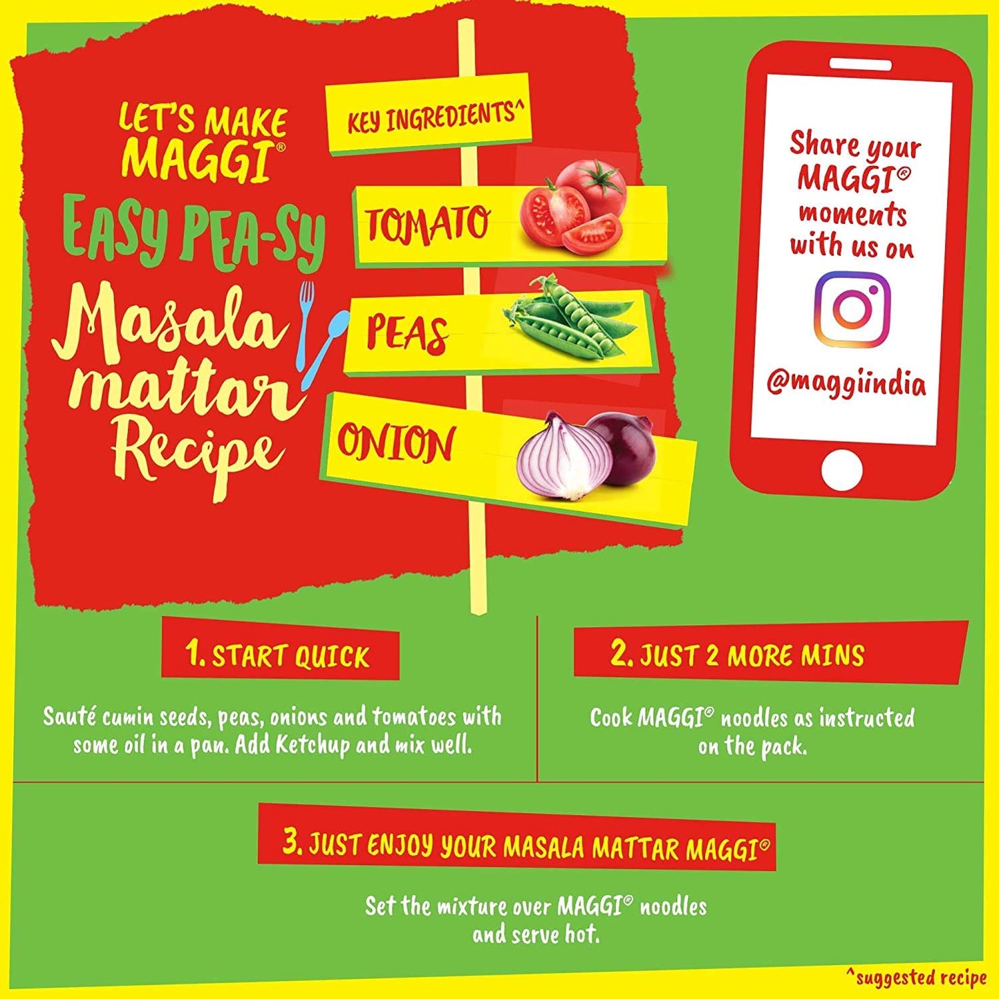 Maggi Masala 2-Minute Noodles India Snack - 24 Pack