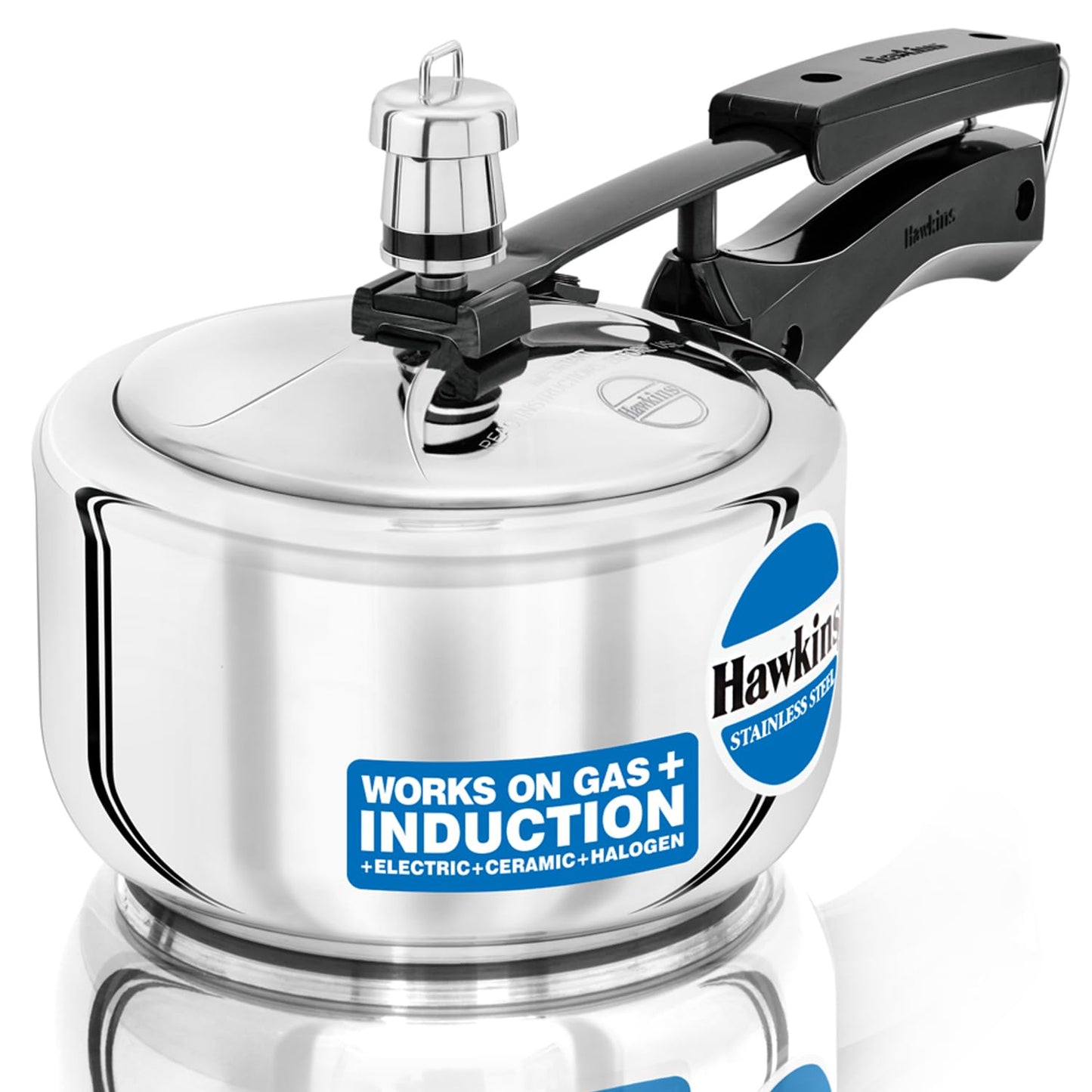 Hawkins Stainless Steel Pressure Cooker, 1.5 Liter, Silver