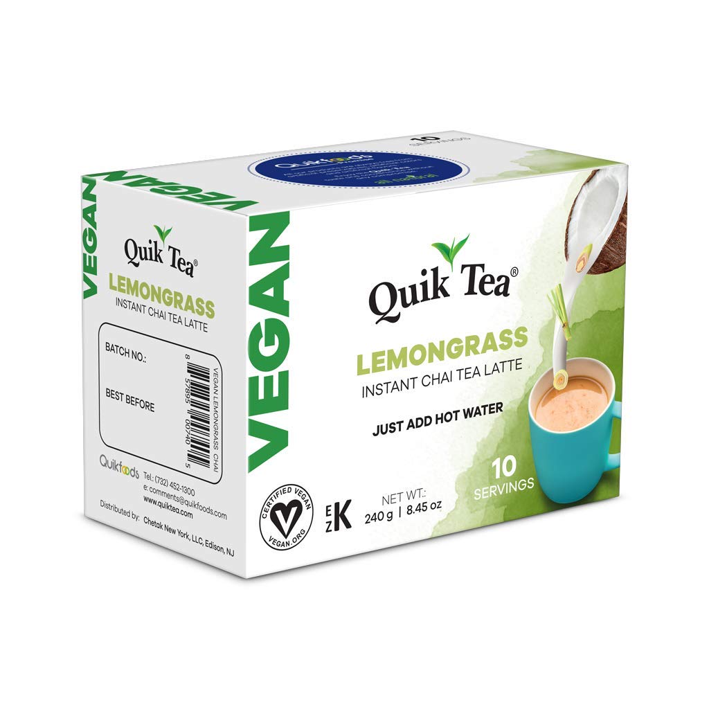 QuikTea Vegan Lemongrass Chai Tea Latte - 40 Count - Indian Tea