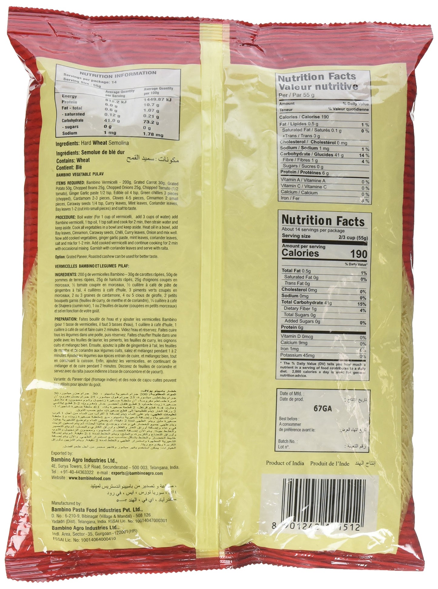 Bambino Vermicelli 800 gms