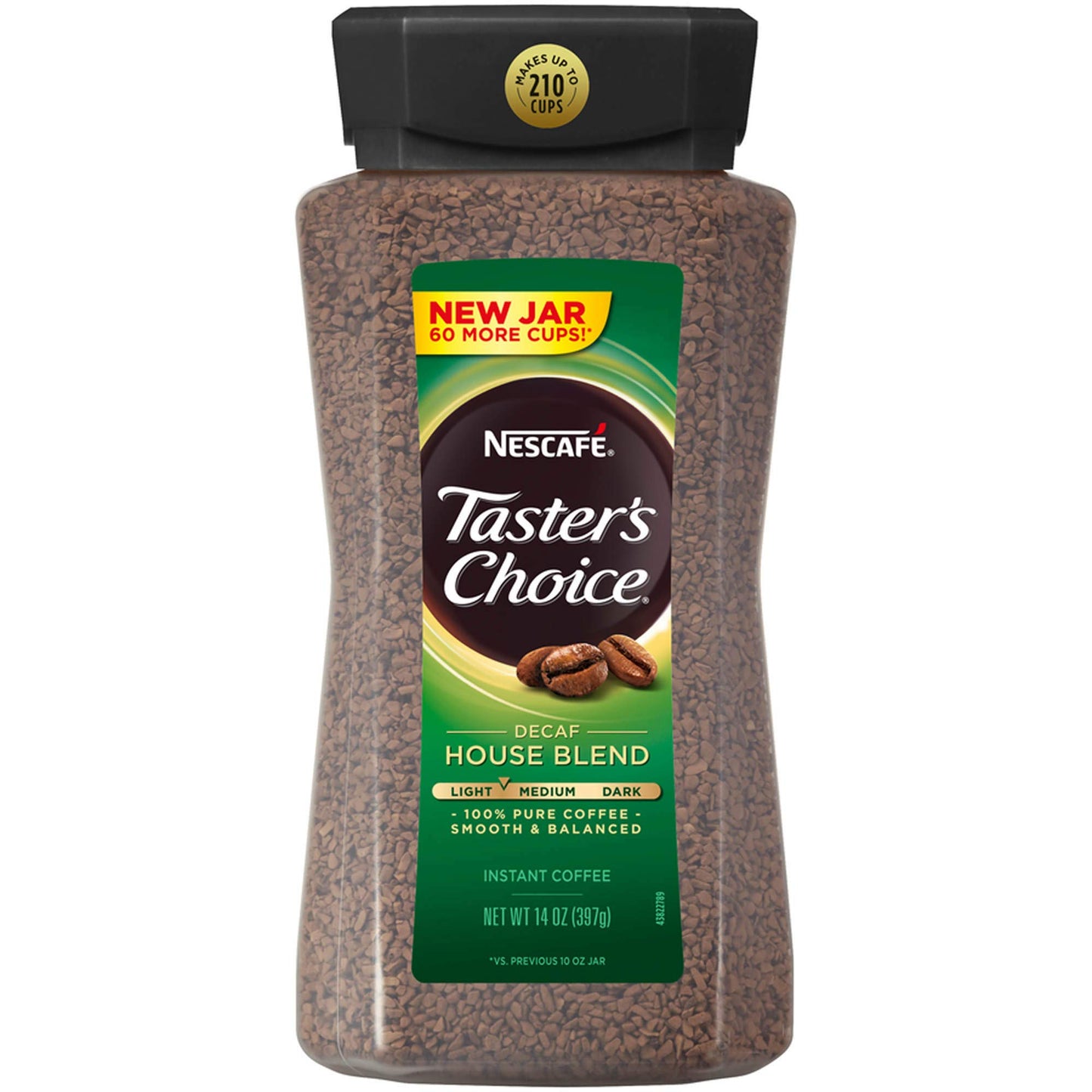 Nescaf Tasters Choice Lt Med House Blend  Decaf Instant Coffee 14 Oz