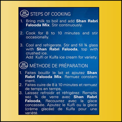 Shan Rabri Falooda Dessert Mix 3.53 oz (100g) - Powder for Ice Cream, Dry Fruit and Noodles milk Shake - Suitable for Vegetarians - Airtight Bag in a Box (Pack of 4)