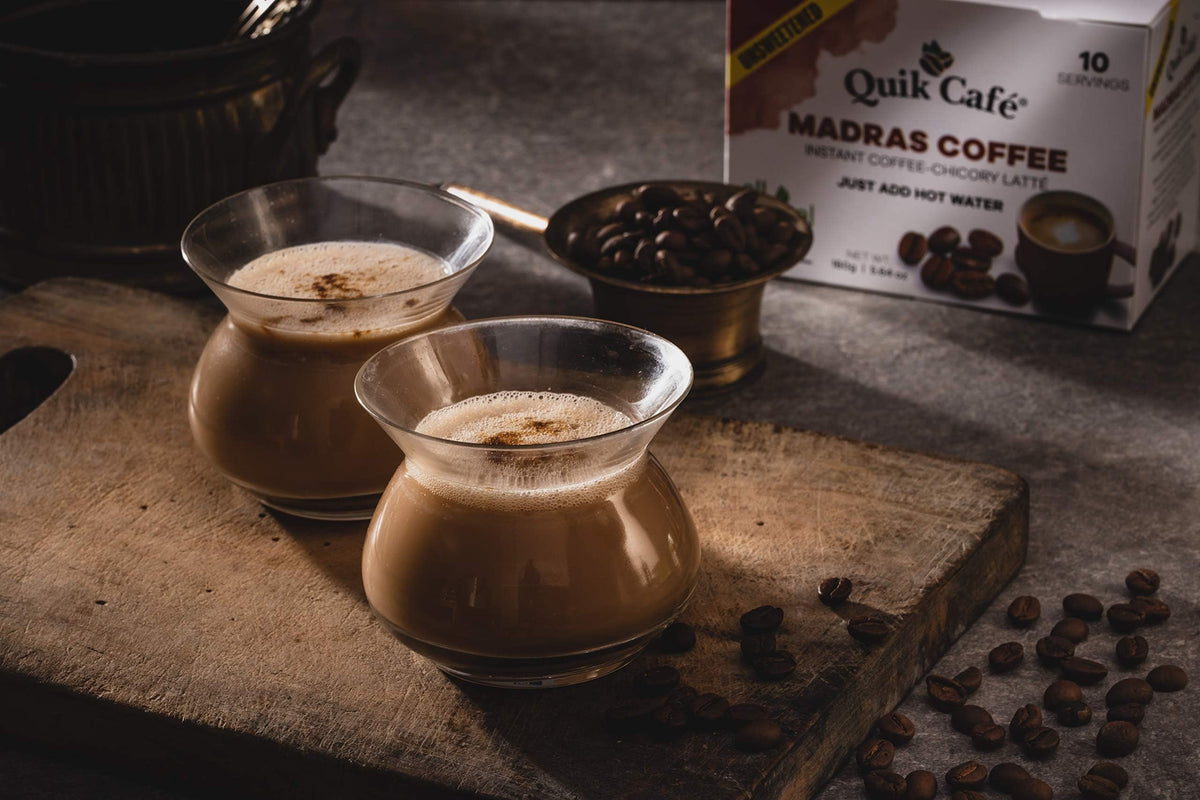Quik Caf Unsweetened Madras Coffee - 10 Count - Indian Tea