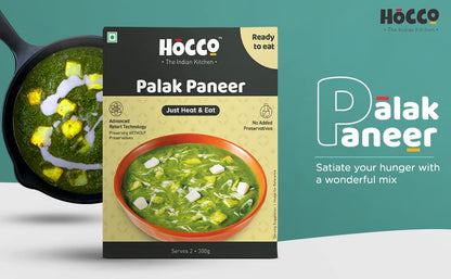 HOCCO Paneer Sabji Combo Pack of 4 (Smoked Paneer, Palak Paneer, Paneer Tikka Lababdar, Paneer Methi Malai) | Ready to Eat | Just Heat & Eat | No Added Preservative& Colours | Meal Ready in 5 Minutes