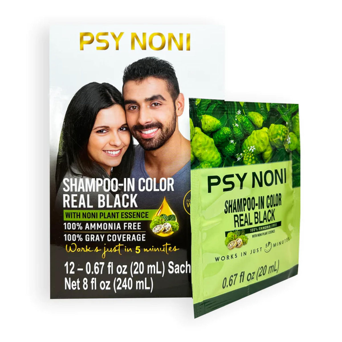PSY NONI SHAMPOO-IN COLOR REAL BLACK (0.67 fl oz, 1)