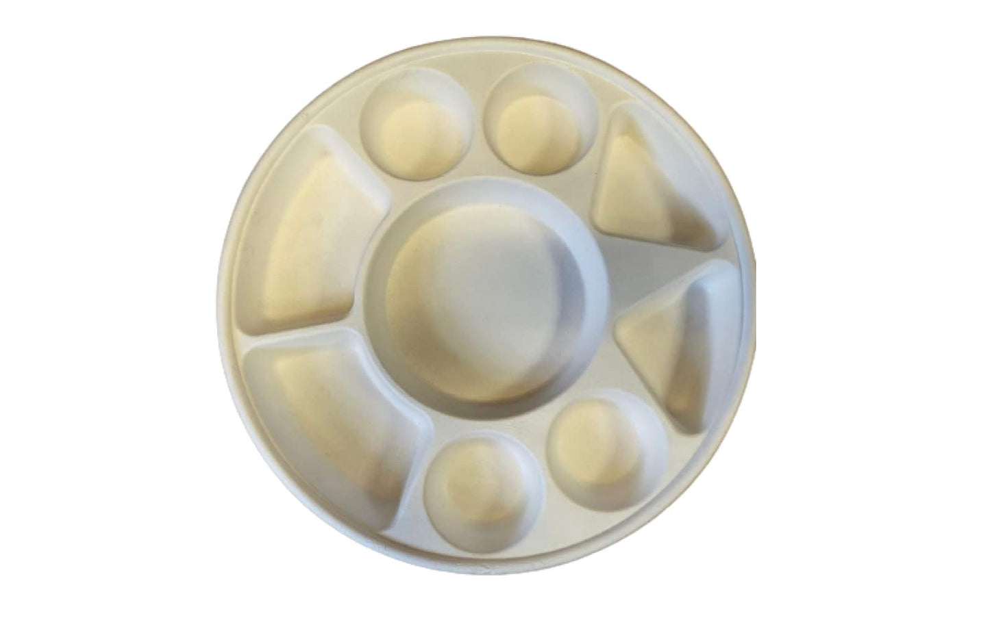 Biodegradable 9-Compartment Plates. Bulk 100 Pk. Compartment Thali Plates Trays - 100 Pack For Indian Puja, Partys