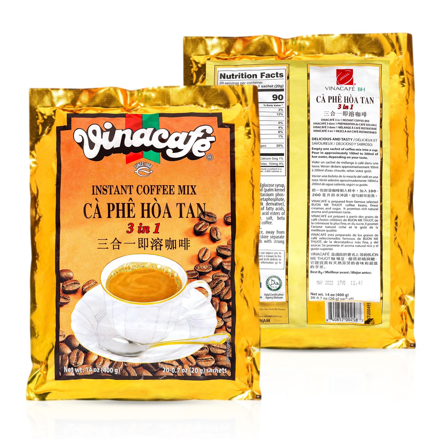 Vinacafe Instant Coffee Mix 3 in 1 (Pack of 20 | 20 Sachets Per Bag)