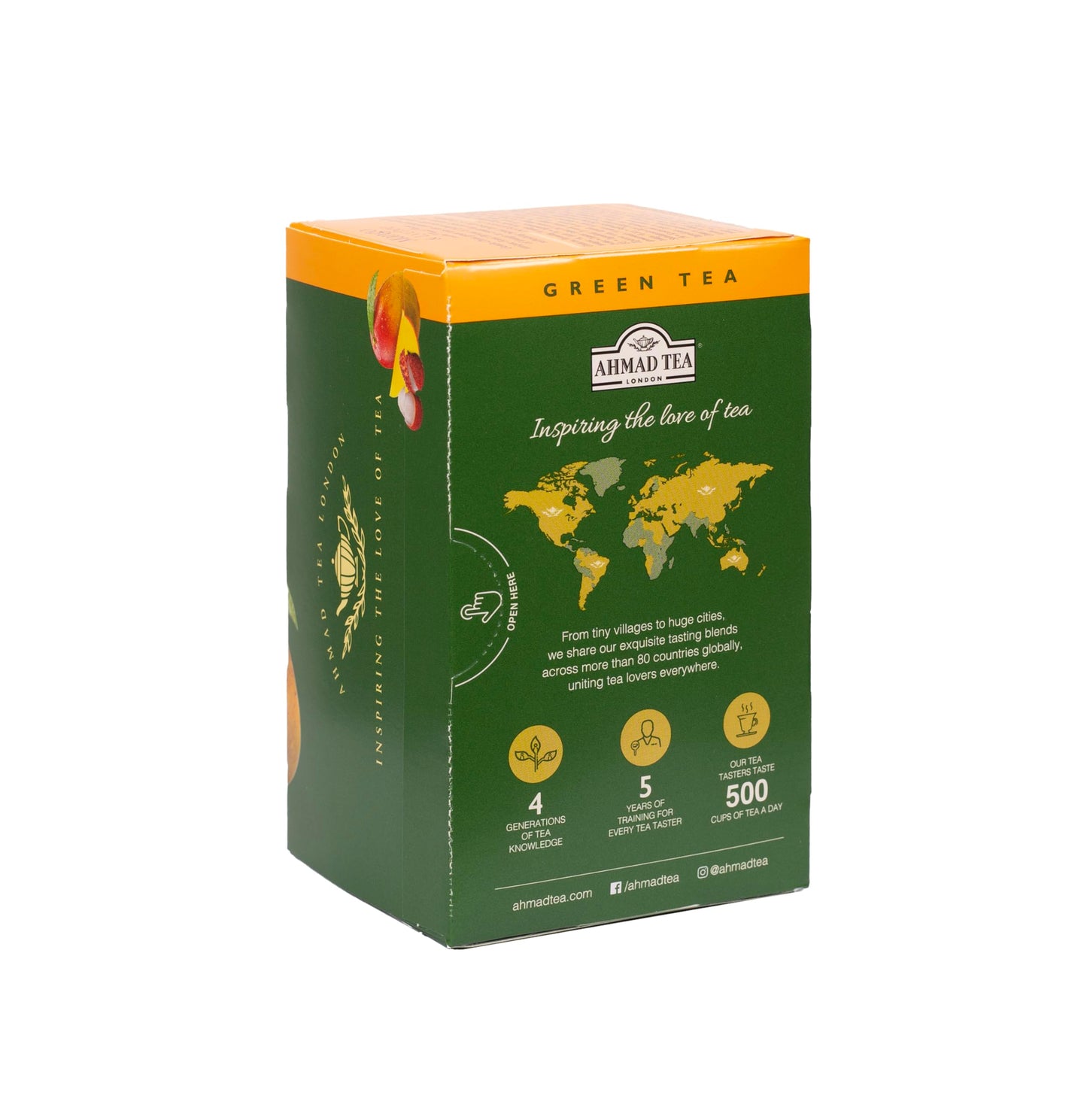 Ahmad Tea Green Tea, Mango and Lychee Teabags, 20 ct (Pack of 6) - Caffeinated and Sugar-Free