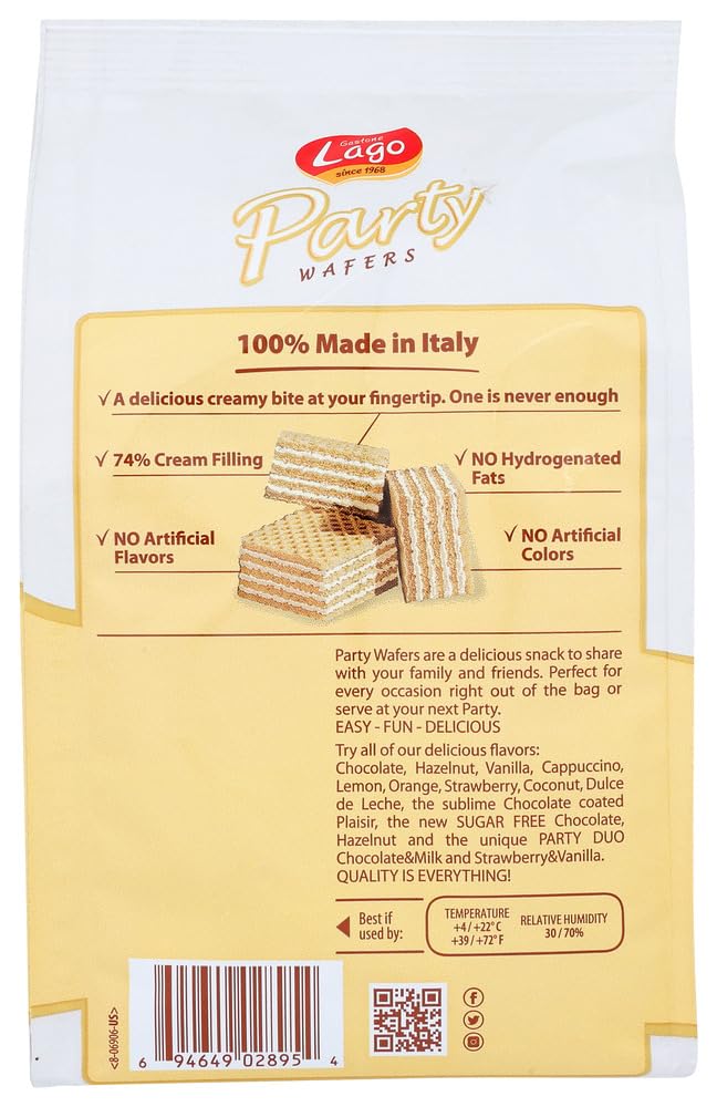 Gastone Lago Party Wafers Cookies Cream Filling 8.82 oz, 250g (Dulce De Leche, 1-Pack)