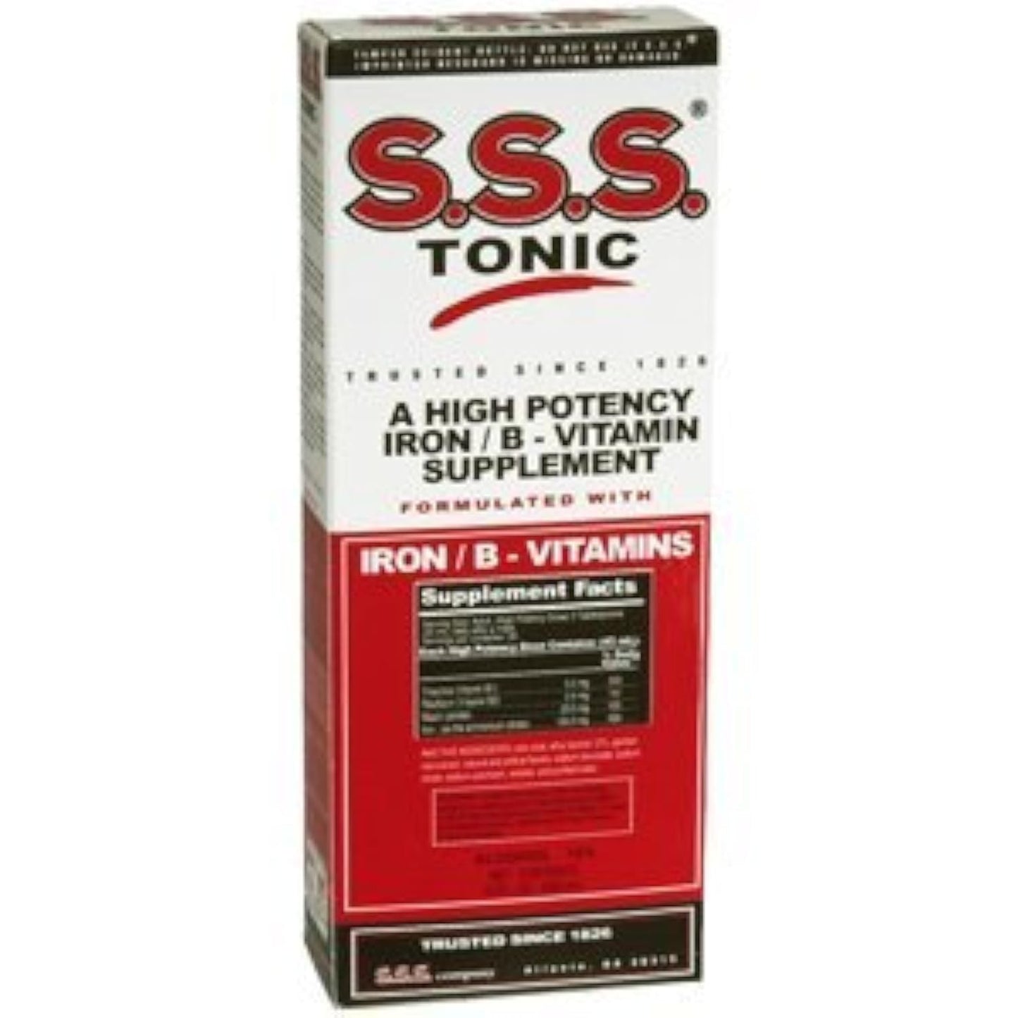 S.S.S. Tonic, Iron and Vitamin B Supplement, High Potency Vitamins, 10 FL Oz, Bottle.