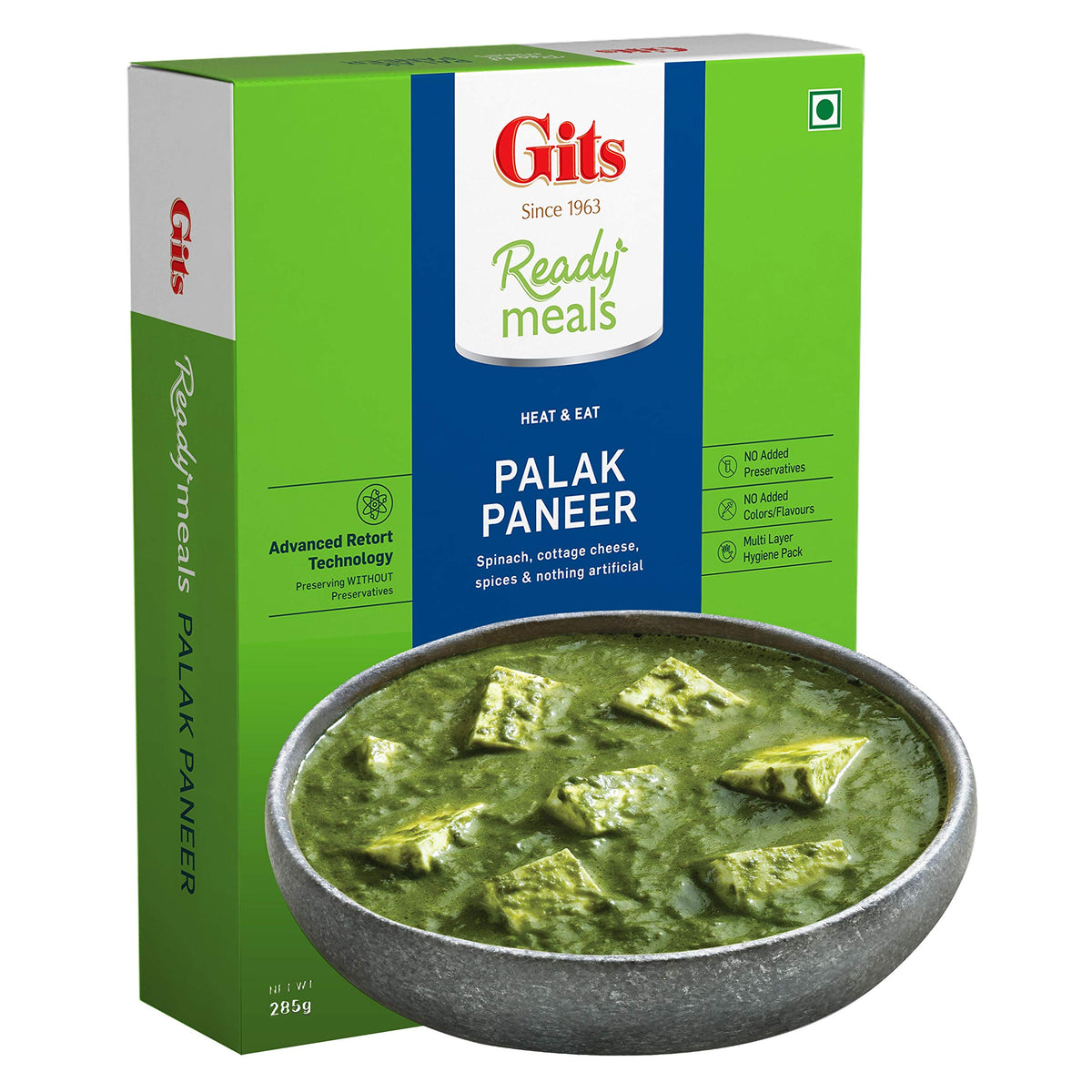 Gits Ready to Eat Palak Paneer, 855g (Pack of 3 X 285g Each)