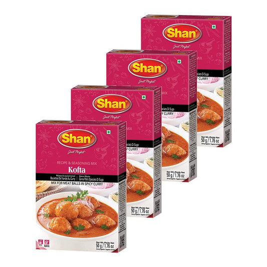 Shan - Kofta Seasoning Mix (50g), Spice Packets for Meat Balls in Spicy Curry (Pack of 4)