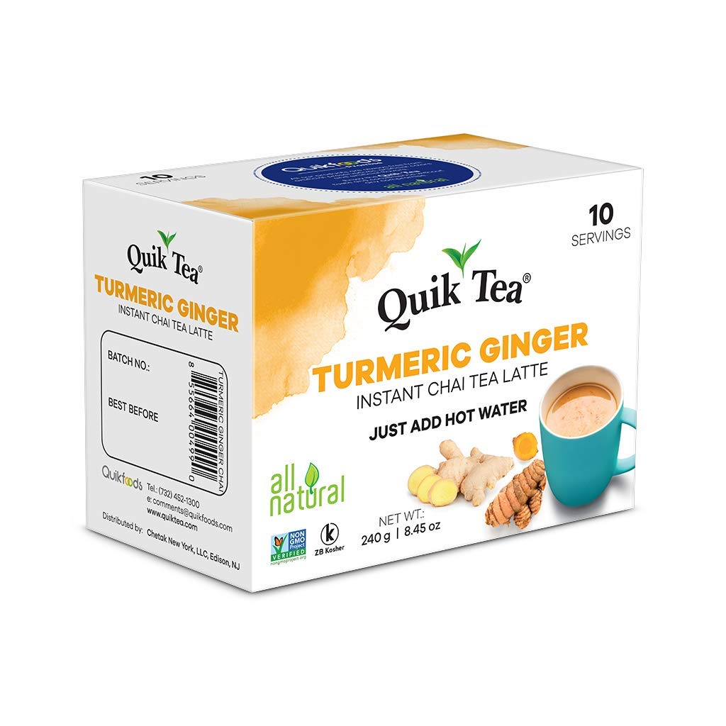 QuikTea Chai Latte, Turmeric Ginger, 100 Count - Indian Tea