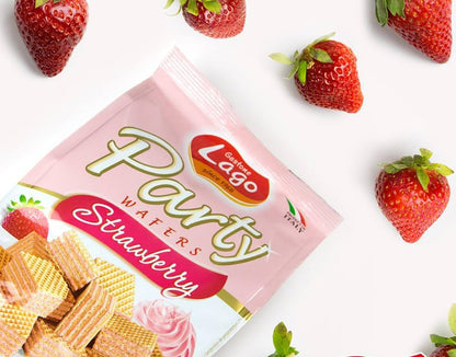 Gastone Lago Party Wafers Cookies With Strawberry Cream Filling 8.82 oz, 250g (Pack of 2) (Strawberry, 2-Pack)