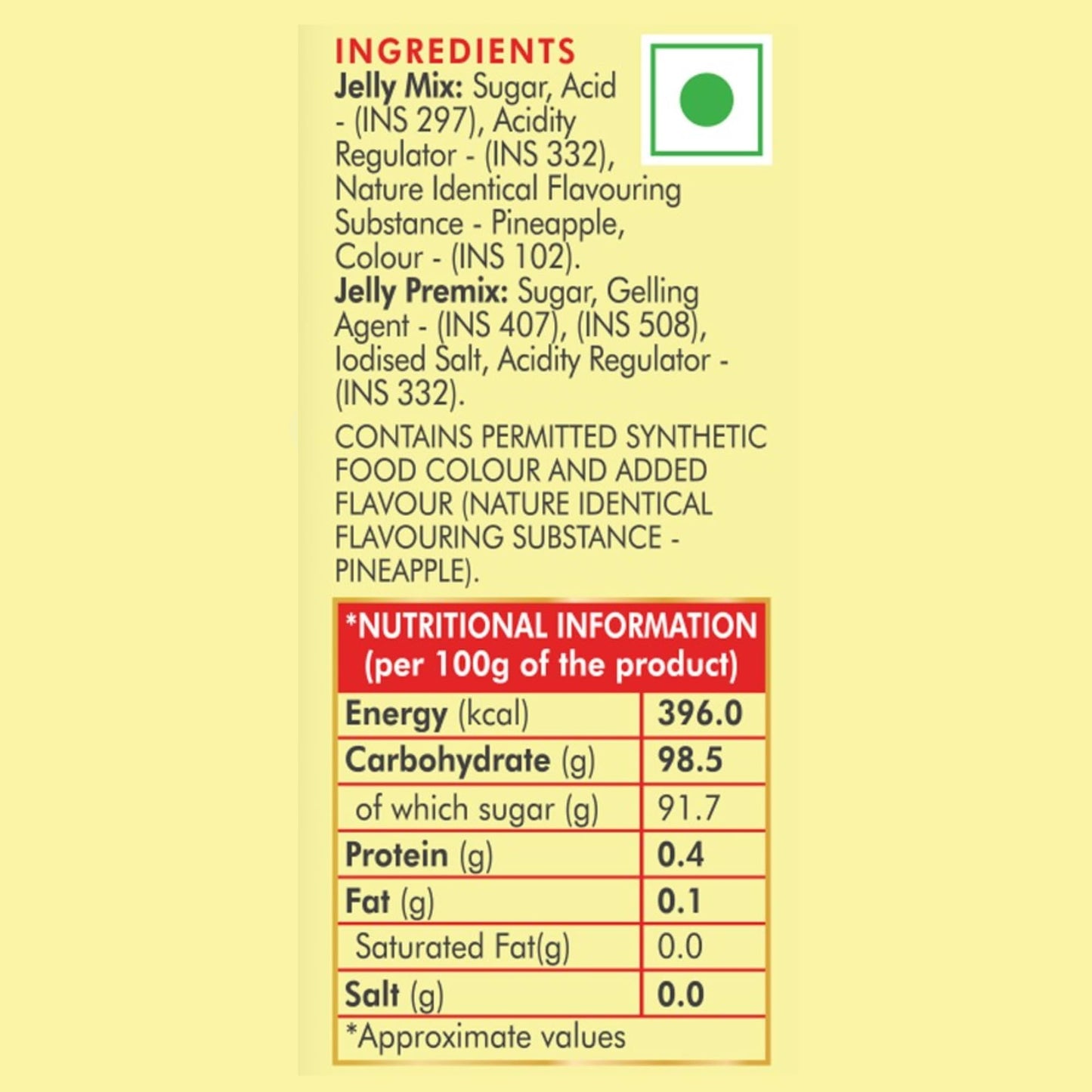 Weikfield Jelly Crystals - Pineapple, 90g