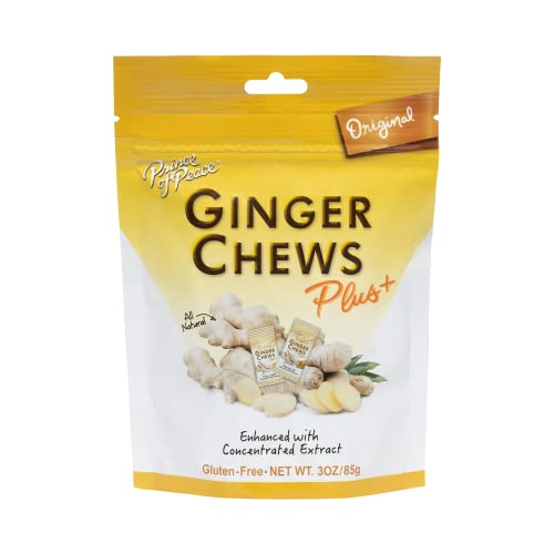 Prince Of Peace Ginger Chew Plus+ Original, 3 oz. Bag Digestive Aid, Relief, Healthy Candy, Stomach Aid