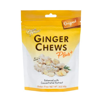 Prince Of Peace Ginger Chew Plus+ Original, 3 oz. Bag Digestive Aid, Relief, Healthy Candy, Stomach Aid