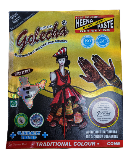 3 x Golecha Black Henna Cones Temporary Tatoo Body Art Ink