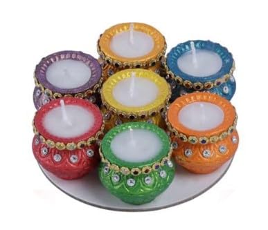 Small Wax Matki Diya 7pc 1.5inch #270 - Diwali Clay Diya