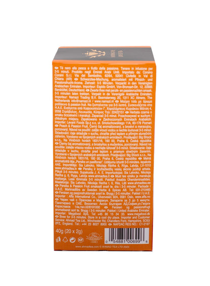Ahmad Tea Black Tea, Peach & Passion Fruit Teabags, 20 ct (Pack of 1) - Caffeinated & Sugar-Free