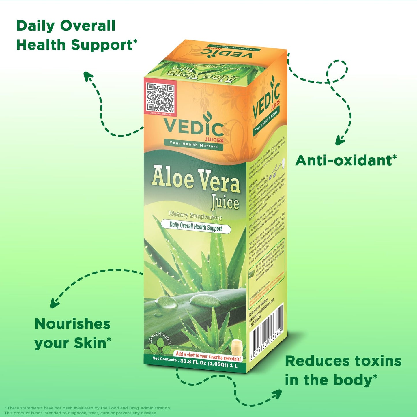 Vedic Aloe Vera Juice, Daily Overall Health Support 1L - Ayurveda & Vitamins