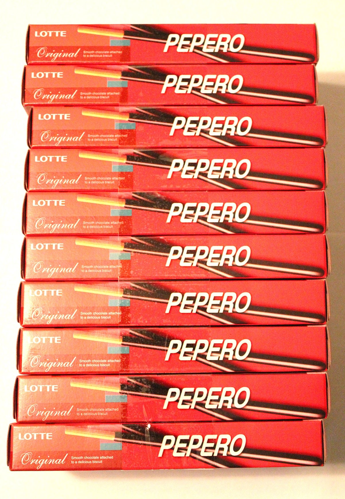 Lotte Pepero Original Chocolate Biscuit Sticks 1.66 Oz (Pack of 10)