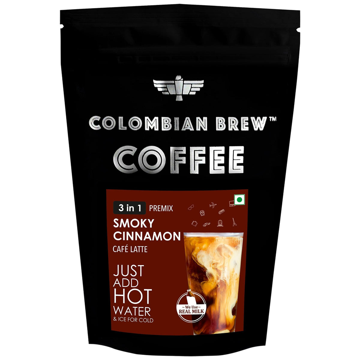 Colombian Brew Smoky Cinnamon Instant Coffee Powder, No Sugar Vegan, 250g