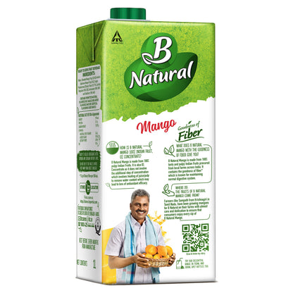 B Natural Mango Juice 1L, (Pack of 2)