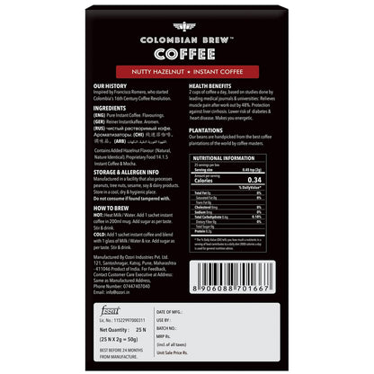 Colombian Brew Hazelnut Instant Coffee Powder, No Sugar Vegan, 250gm