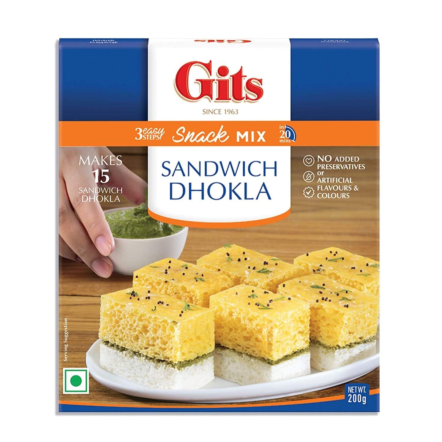 Gits Instant Mix Box - 200gm (Pack of 3) | Ready to Cook Indian Breakfast/Lunch/Dinner/Snack Meal | No Artificial Colors, Flavors, Preservatives, 100% Vegetarian, Easy Recipe (Sandwich Dhokla)