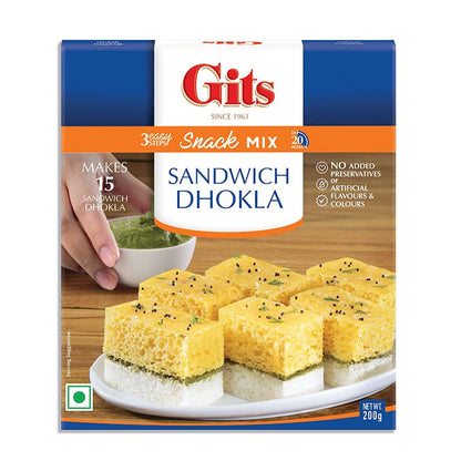 Gits Instant Mix Box - 200gm (Pack of 3) | Ready to Cook Indian Breakfast/Lunch/Dinner/Snack Meal | No Artificial Colors, Flavors, Preservatives, 100% Vegetarian, Easy Recipe (Sandwich Dhokla)