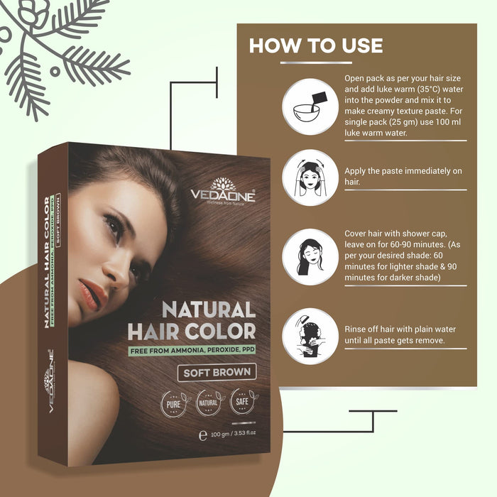 Vedaone Natural Hair Color Soft Brown 100gm