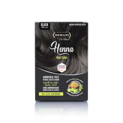 HEMANI Hair Henna Color 2.12 OZ (60g) 6 Applications, Colors in 20 Minutes - Ammonia Free - Herbal Based Henna (Black)