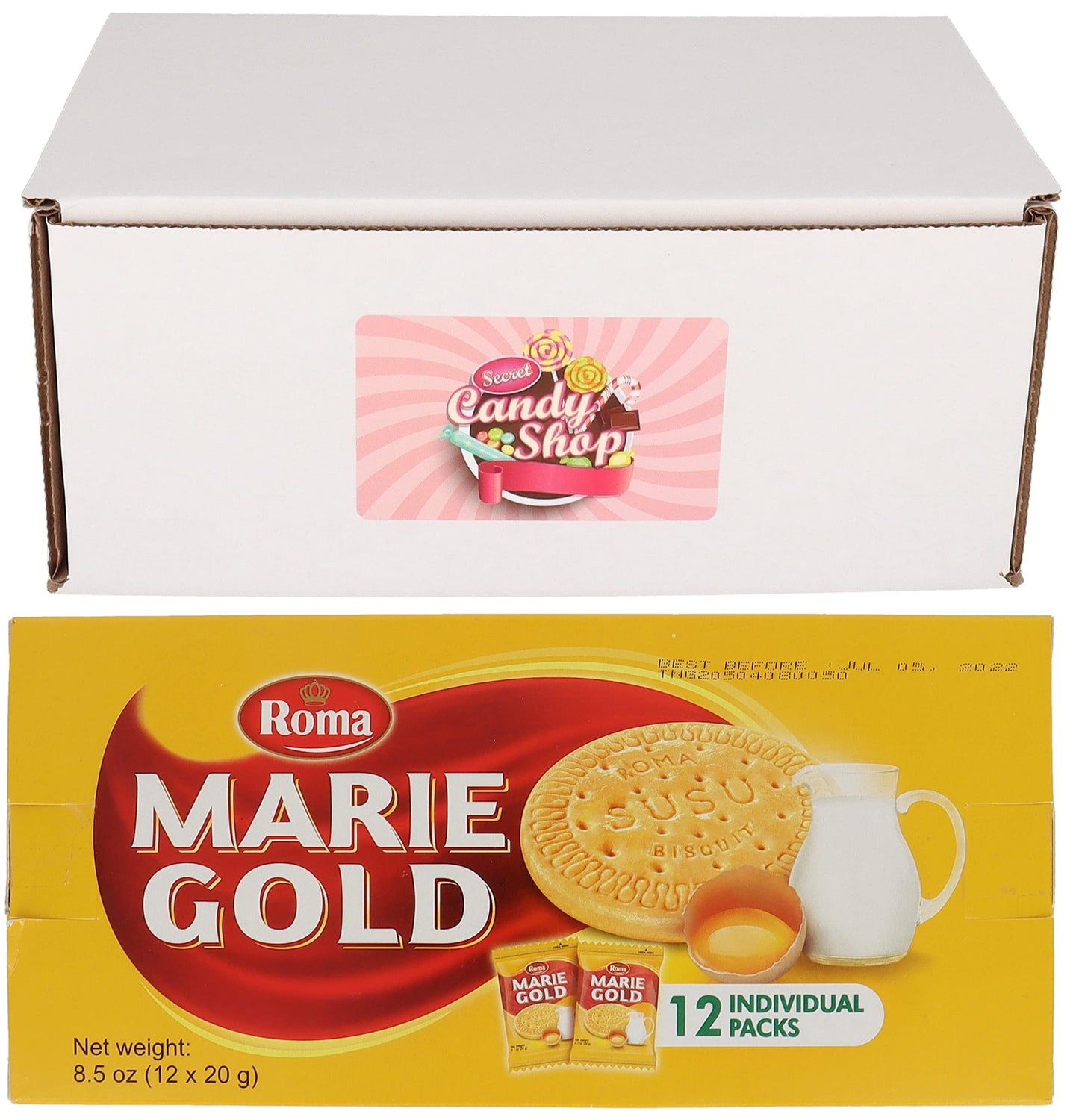 Roma Marie Gold Cookie Biscuits (12 Individual Packs, total of 36 Biscuits)