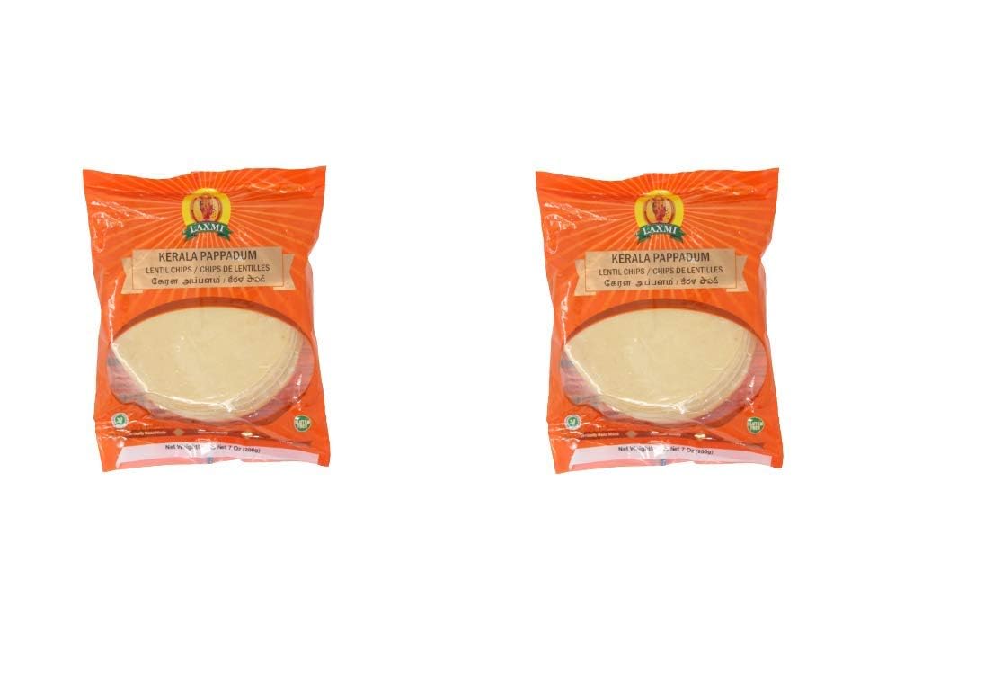 Laxmi Plain Pappadums & Appalam - Choose Quanity - Ships From California (Kerala Pappadum ( Orange Pack ), 2 PACK)