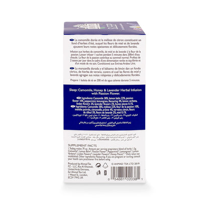 Ahmad Tea Herbal Tea, Camomile, Honey, & Lavender 'Sleep' Natural Benefits Teabags, 20 ct (Pack of 6) - Decaffeinated & Sugar-Free