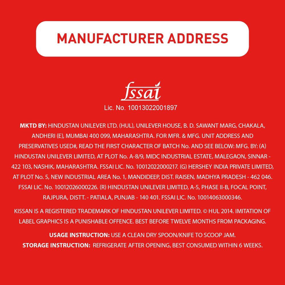 Kissan Mixed Fruit Jam 500 gms - Sauce & Ketchup