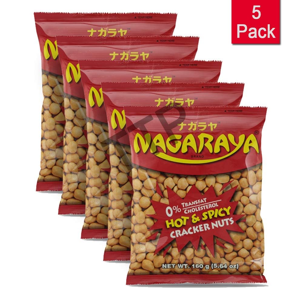 Nagaraya Hot & Spicy Cracker Nuts Pack of 5 (160g Per Pack)