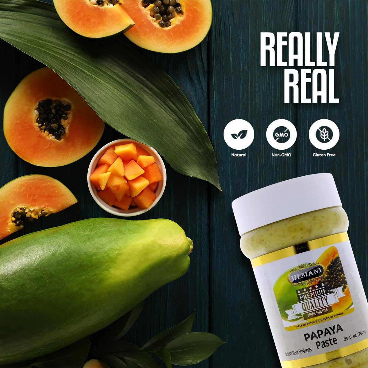 HEMANI Fresh Raw Green Papaya Paste 26.5 OZ (750g) - Natural Meat Tenderizer for Cooking & Marinade | PREMIUM QUALITY