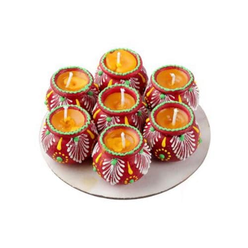 Small Matki Wax Diya 7pc 1.5inch #281 - Diwali Clay Diya