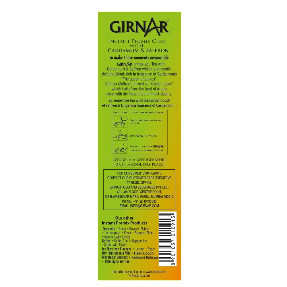 Girnar Instant Cardamom Saffron Tea Premix, 140 g