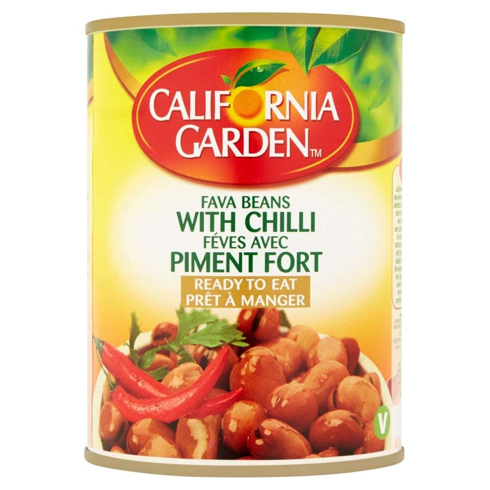 California Garden Premium Kosher Fava Beans with Chili 12 Cans 16oz/450g each
